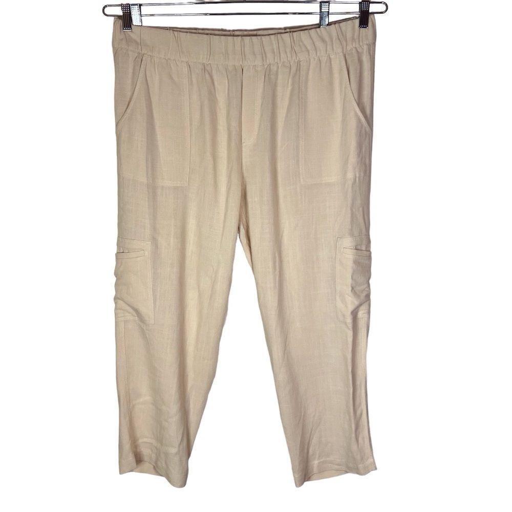 Women's Soft‎ Surroundings Cream Colored Size 1X Cargo Linen Blend Trouser
